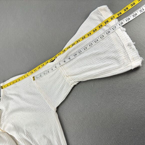 We The Free Waffle Knit Shirt Top Large Dahlia Thermal Long Bell Sleeve V-Neck - Picture 9 of 13